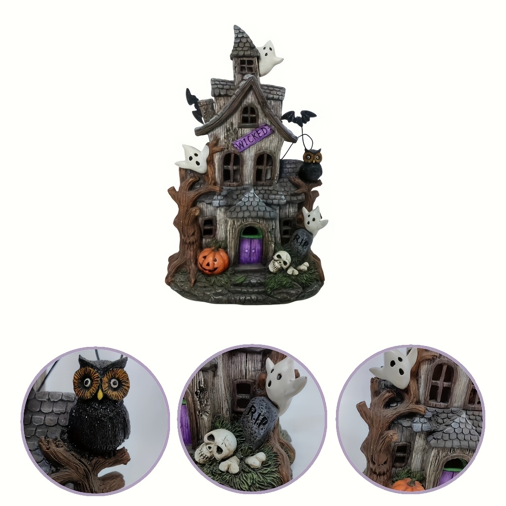 TEMU 1pc A Figurine, Measuring 11.6 Inches, Featuring A Ghost That Colors, Perfect For Halloween Decor, Garden Lighting, Desktop Party , And Home