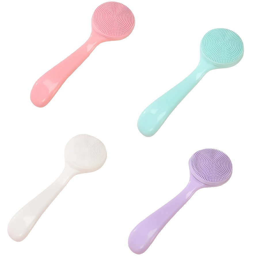 TEMU 4pcs Silicone Manual Facial Cleansing Brush, Waterproof Face Cleaning Scrubber Exfoliator Cleanser For Blackheads Makeup Residues Removal