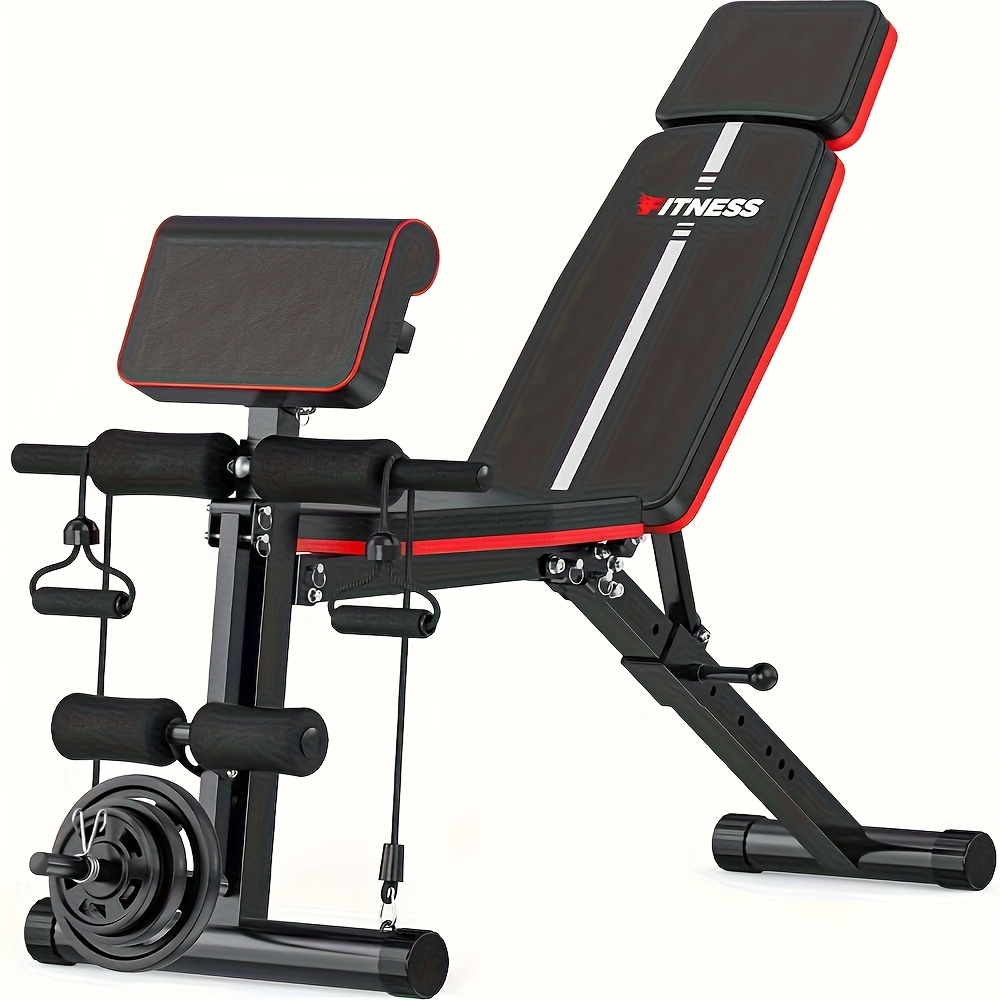 Panca Pesi Pieghevole Homcom | Per Palestra Casa | Supporto Bilanciere Fino A 100kg | Multifunzione Per Addome E Braccia