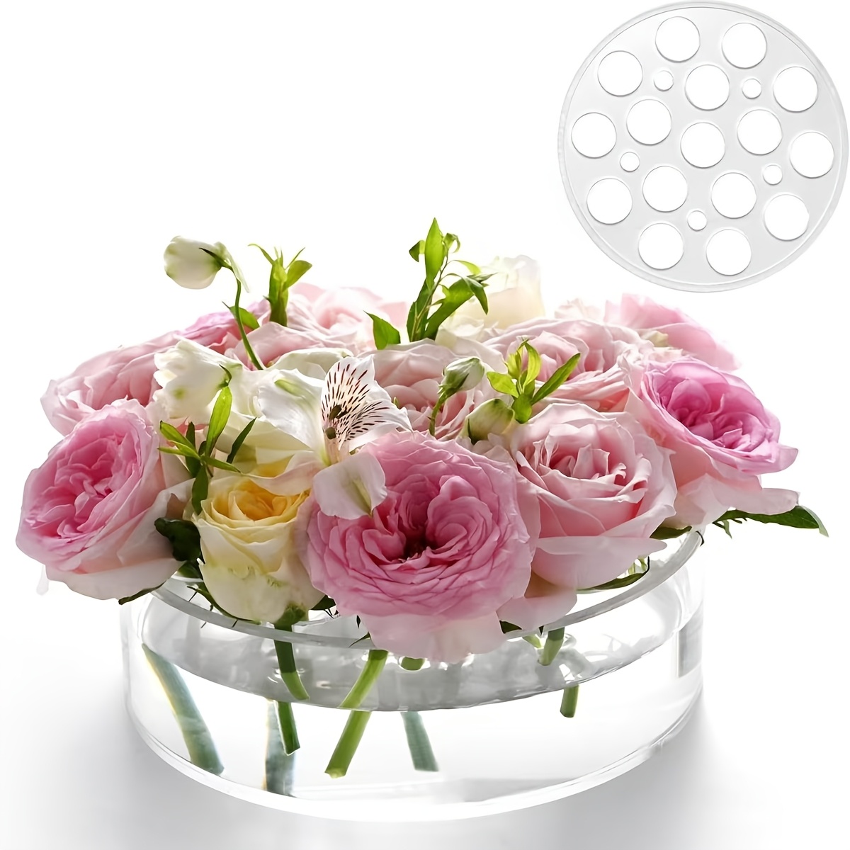 a round acrylic vase designed for floral arrangements   dining table receptions family events and weddings