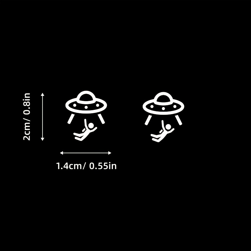 TEMU 4pcs Funny Ufo Car Stickers - Vinyl Decals For Blank Car Buttons, Self-adhesive, Fits All Standard Blank Buttons, Durable And Vehicle Decoration