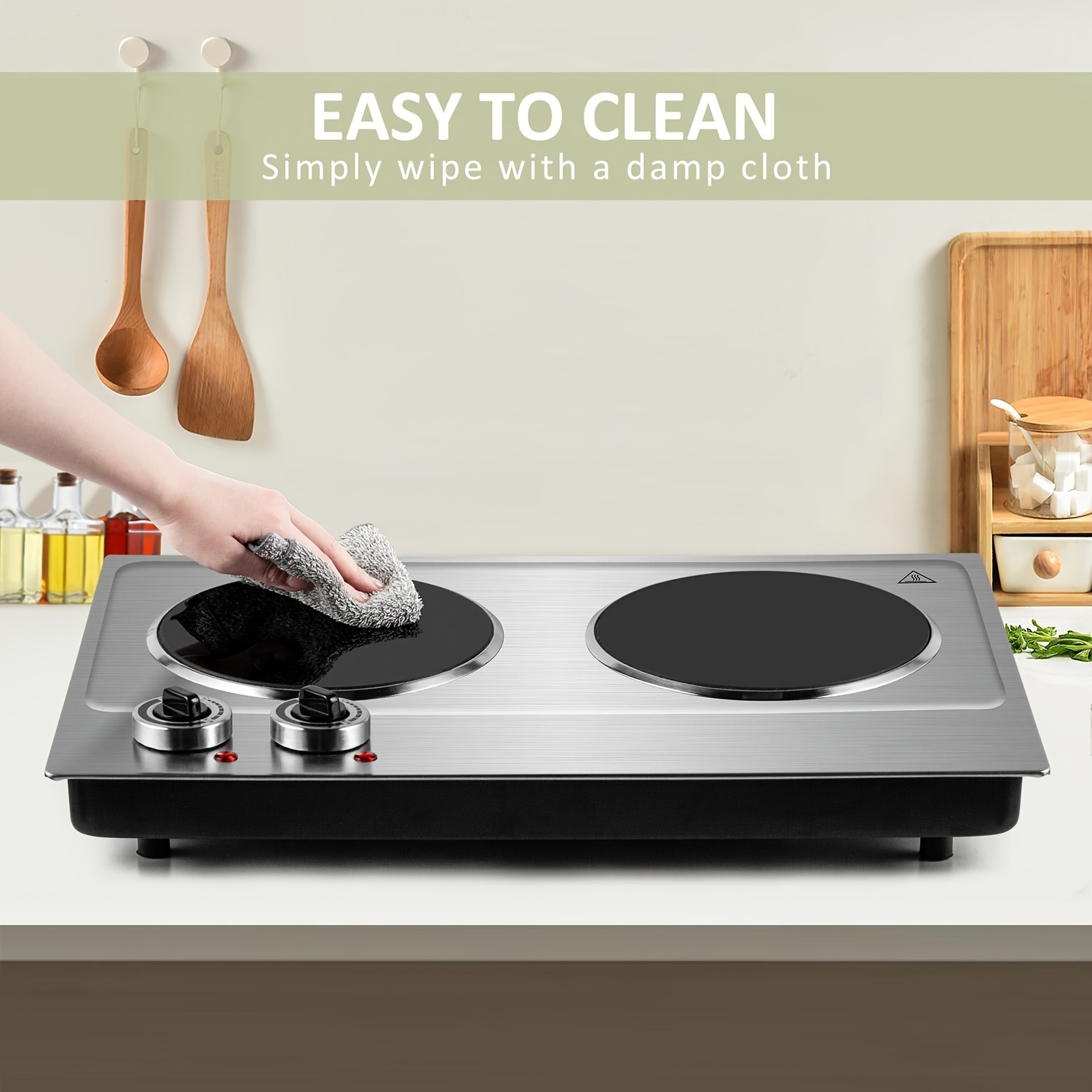 CUSI Portable MAX Electric Stove, Coklai Electric Hot Plates, Electric Burners With Temperature Control, Stainless Steel, Easy To Clean, Portable Design.Ideal For Kitchens, Dorms & Camping.