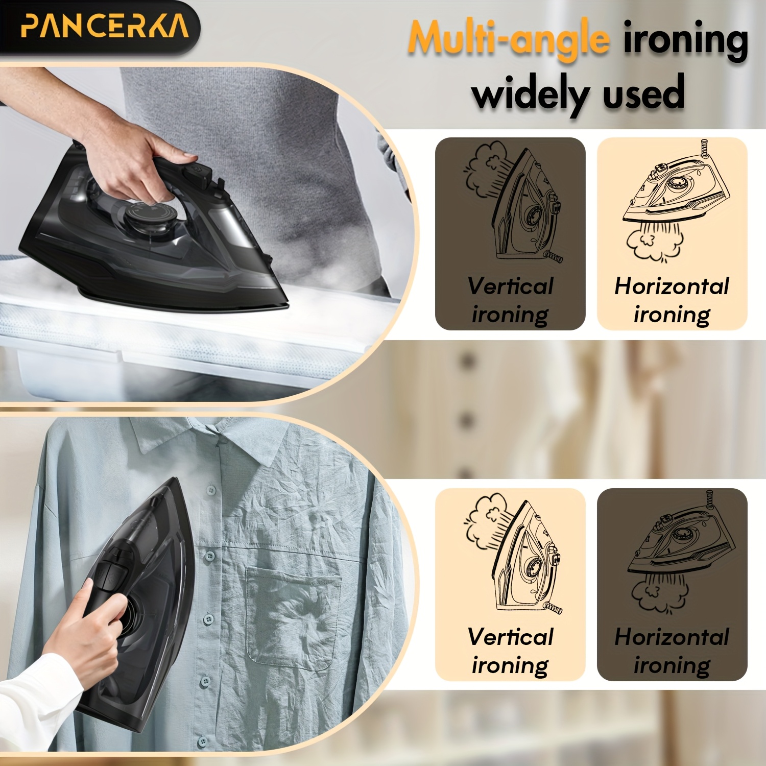 1pc   1600w electric steam iron  ing   non stick base plate adjustable steam   of steam   anti drip powerful long lasting steam for all fabrics eu plug Product details 6