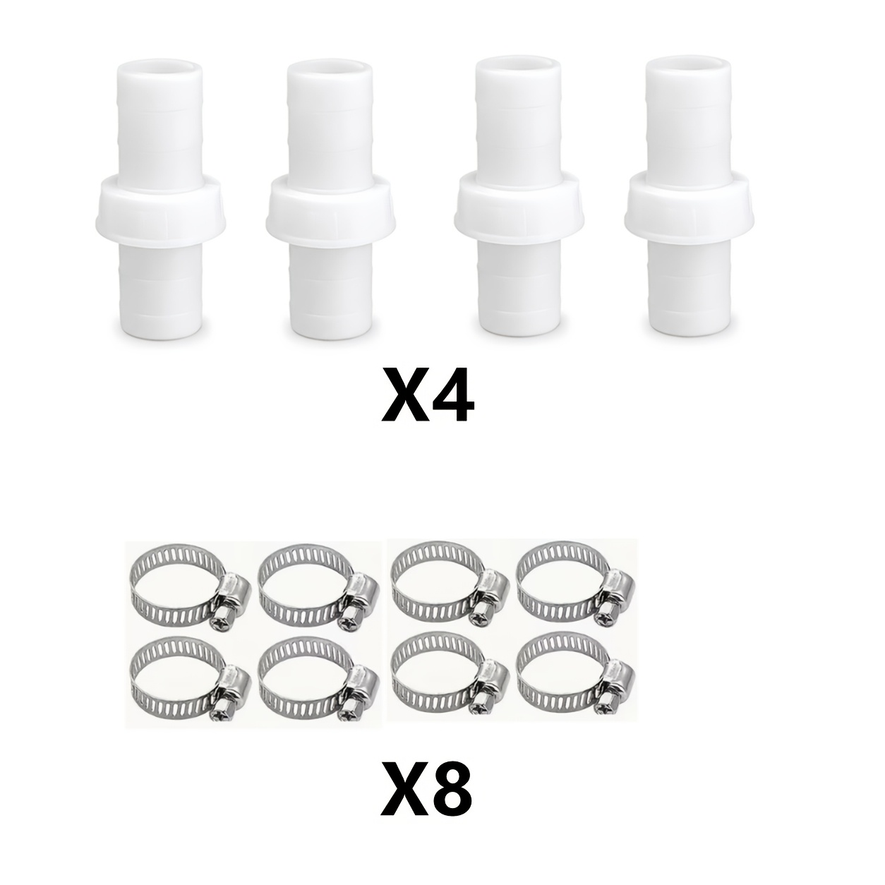 TEMU Lot de 12 raccords de tuyau 1/2 pouce, connecteurs de tuyau droits en plastique HDPE, adaptés aux tuyaux d'eau flexibles de 16 mm de diamètre