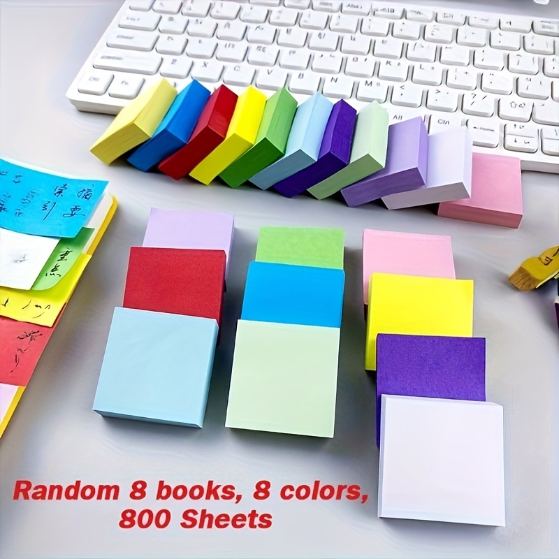 800pcs Multicolor Random Colors Mini Square Sticky Notes, Back-to-school Study Supplies, Self-adhesive Memo Pads, 11 Colors, Designs, Suitable For Office, School, And Home Use