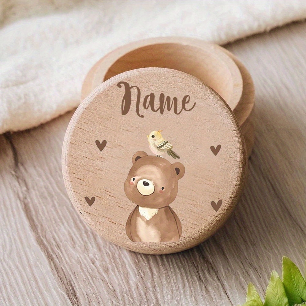 Image of Personalized Wooden Memorial Box With Lion, Giraffe And - Custom Name Carving, Suitable For , Fetal Hair And Cord Storage, Memorial Box | Interesting Design | Wooden Structure, Memorial Box