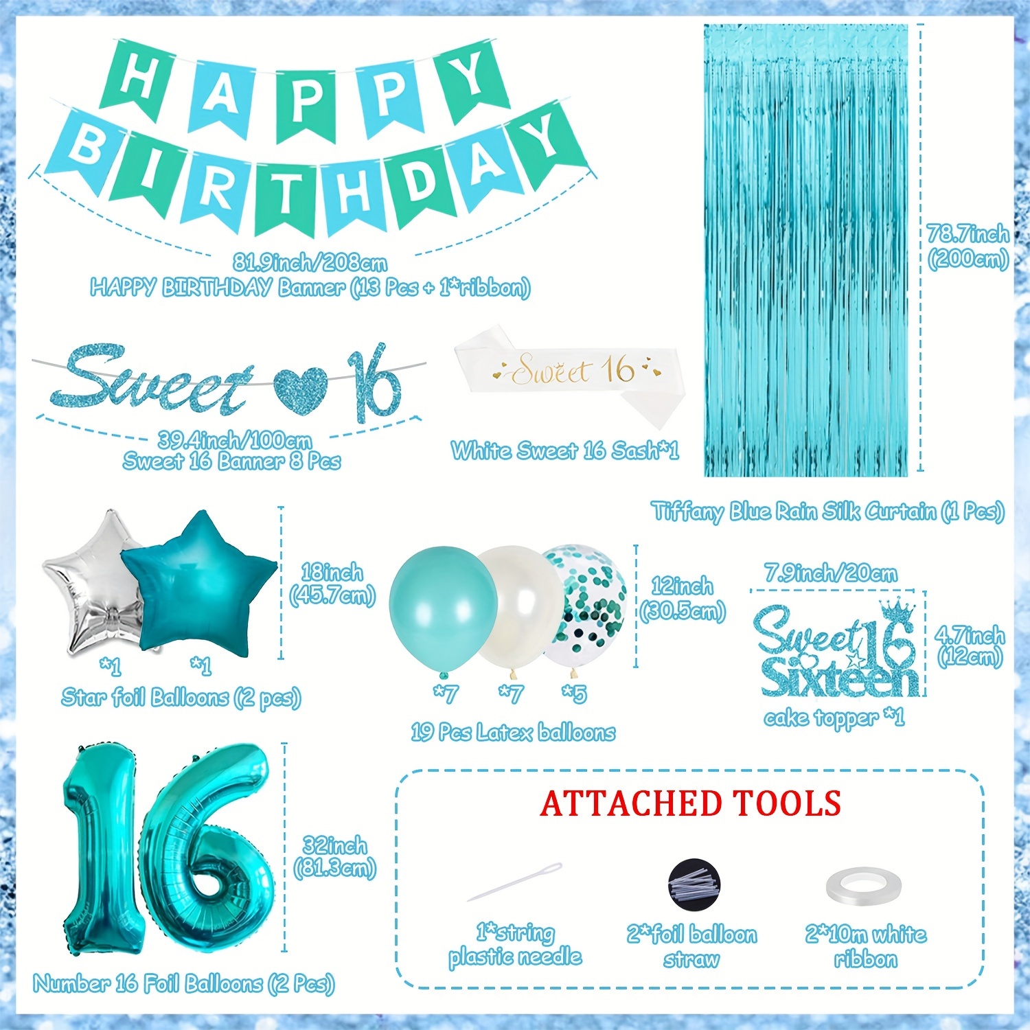 Teal Sweet 16 Decorations