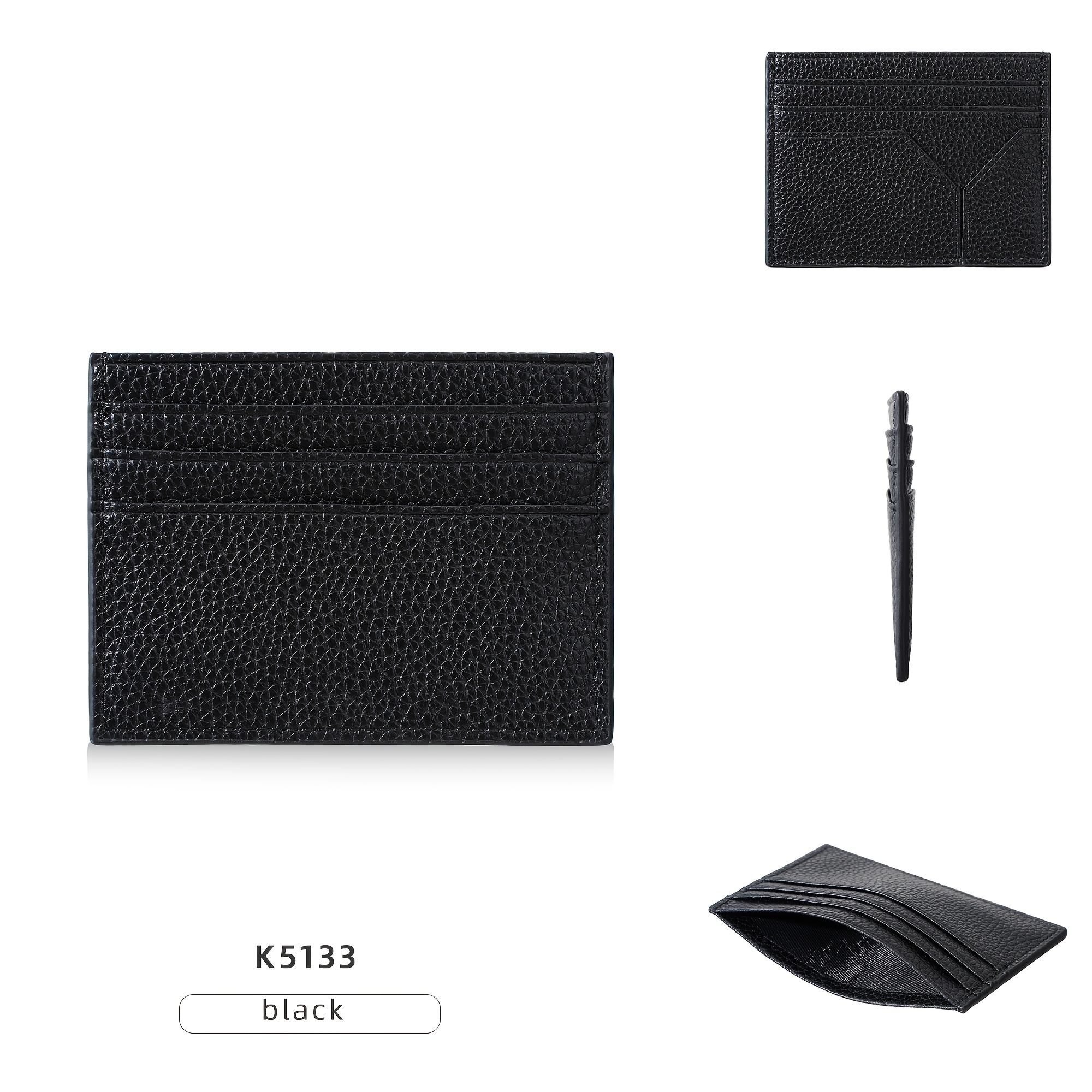 TEMU 1pc Unisex Solid Color Classic Holder, 6-slot Id Card Case, Pocket-friendly Bank , Card Holder For Commuting And Travel