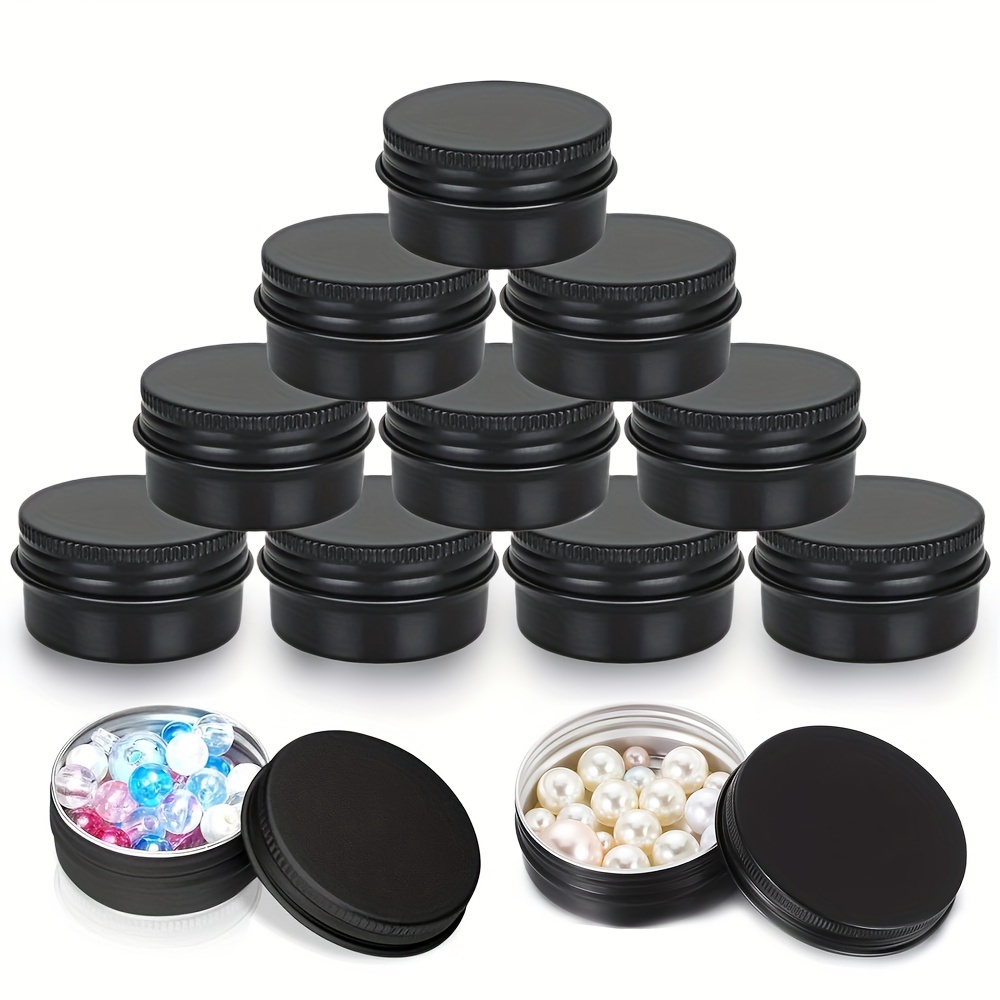 

10-pack Black Aluminum Jars With Twist Lug Closure - Copper Material, Unscented, Multipurpose Cosmetic Containers For Creams, Lip Balms, And Makeup Products