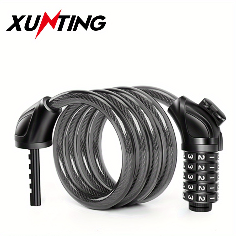 

Xunting 54cm Stainless Steel Mountain Bike Cable Lock - Polished Zinc Alloy, Portable Anti-theft Wire Chain With Secure Code