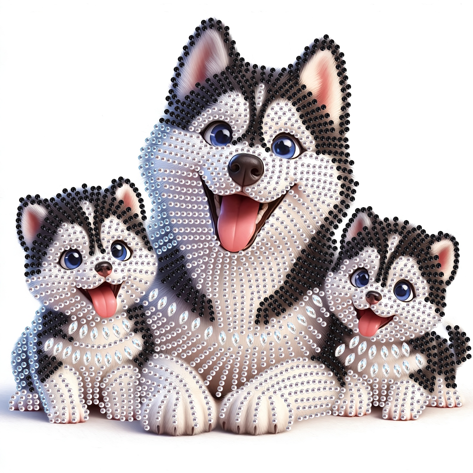 

Adorable 3d Husky Puppies Diamond Painting Kit - Irregular Shaped Acrylic Diamonds, Cartoon-style Dog Artwork For Bedroom & Living Room Decor, Perfect Diy Gift, Dog Diamond Painting Kits