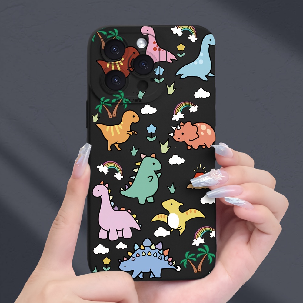 

Cute Dinosaur Pattern Aesthetic Full Lens Protection Phone Case Frosted Feel Shockproof Cover With Camera Lens Protection For 11 12 13 14 15 Promax Xs Xr X 7 8 Plus Se 2022 13 Mini Cover Accessories
