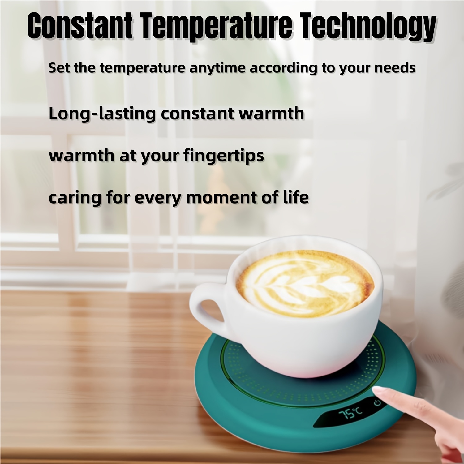 Smart Electric Coffee Cup Warmer Suitable for coffee, tea, and beverages. 3-level adjustable heating pad with USB power supply, precise control, automatic shut-off timer of 8 hours, compatible with travel mugs, ideal for home and office use