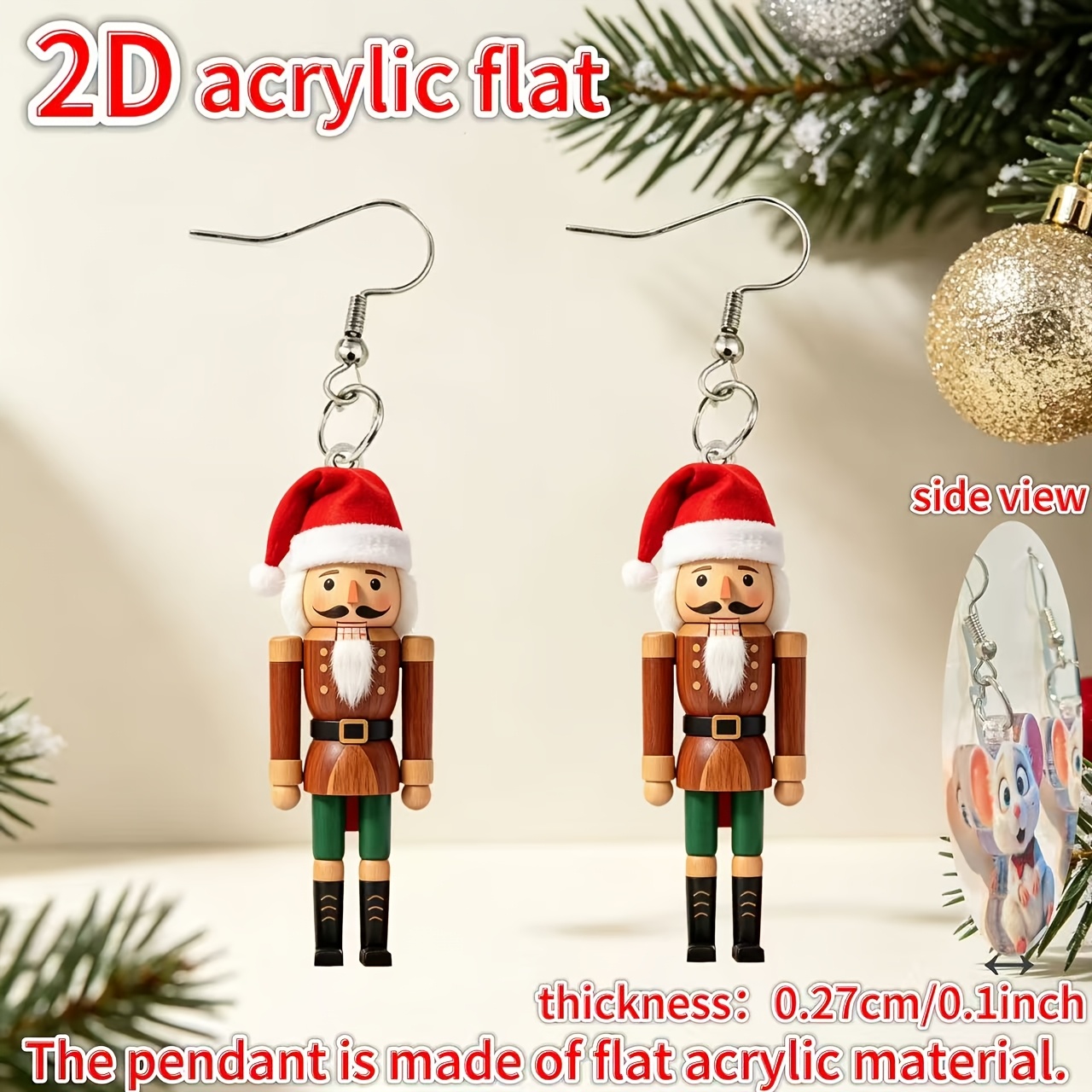 Fun 2026 Christmas Nutcracker Acrylic Drop Earrings