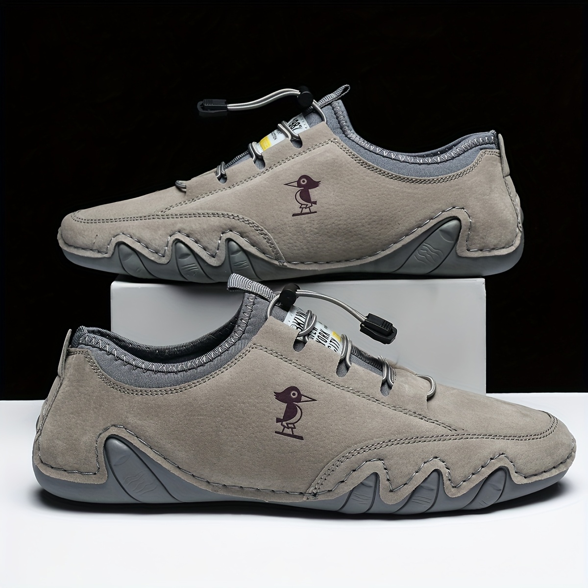 Men's All-Season Outdoor Hiking Sneakers with Non-Slip Rubber Sole, Breathable Upper & Elastic Closure - All-Terrain Traction for Walking, Trekking, Casual Wear - Round Toe Comfortable All-Weather Shoes