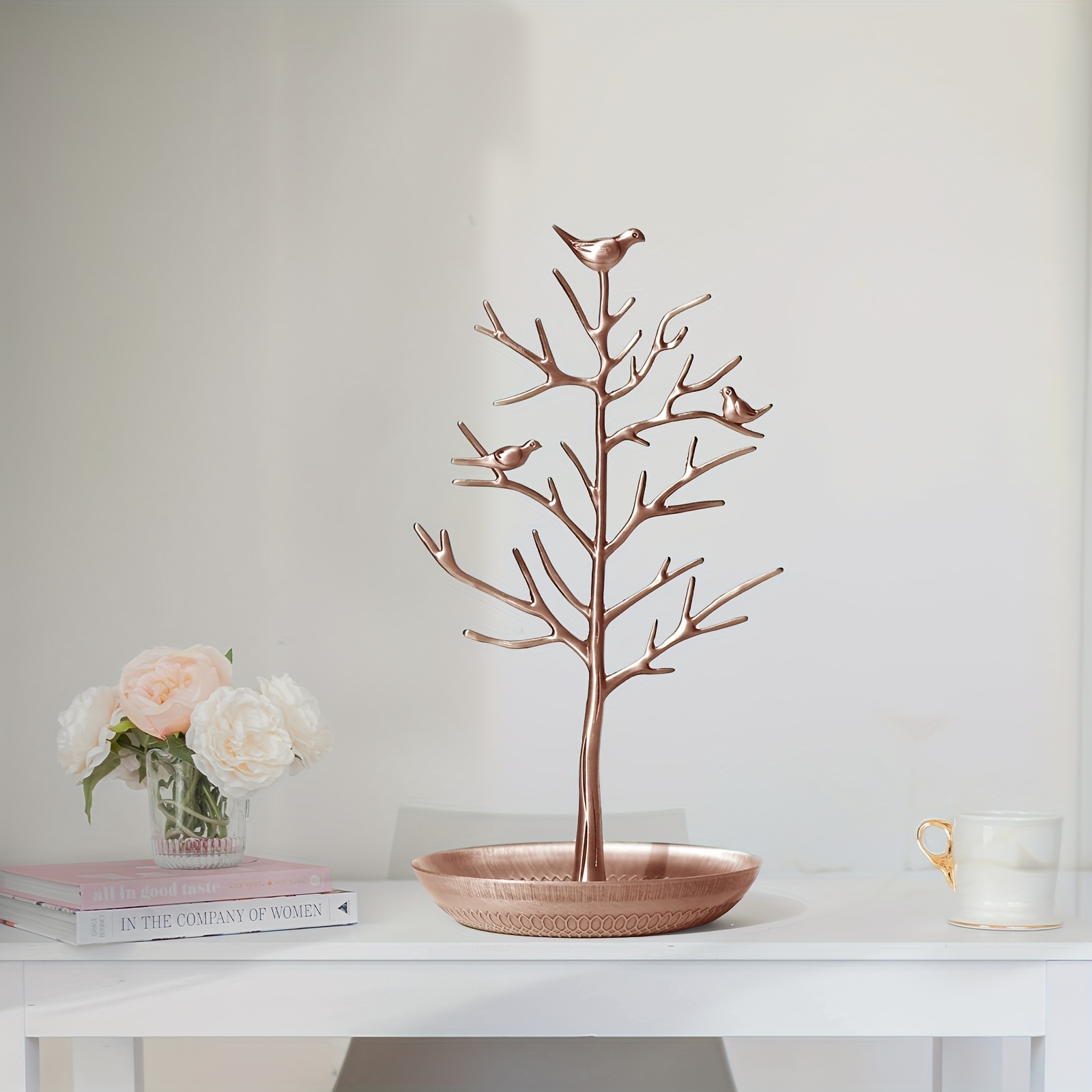     earring necklace display stand jewelrys storage towers ancient bronze   metal bronze   bird tree stand necklace earring jewelry holder organizer
