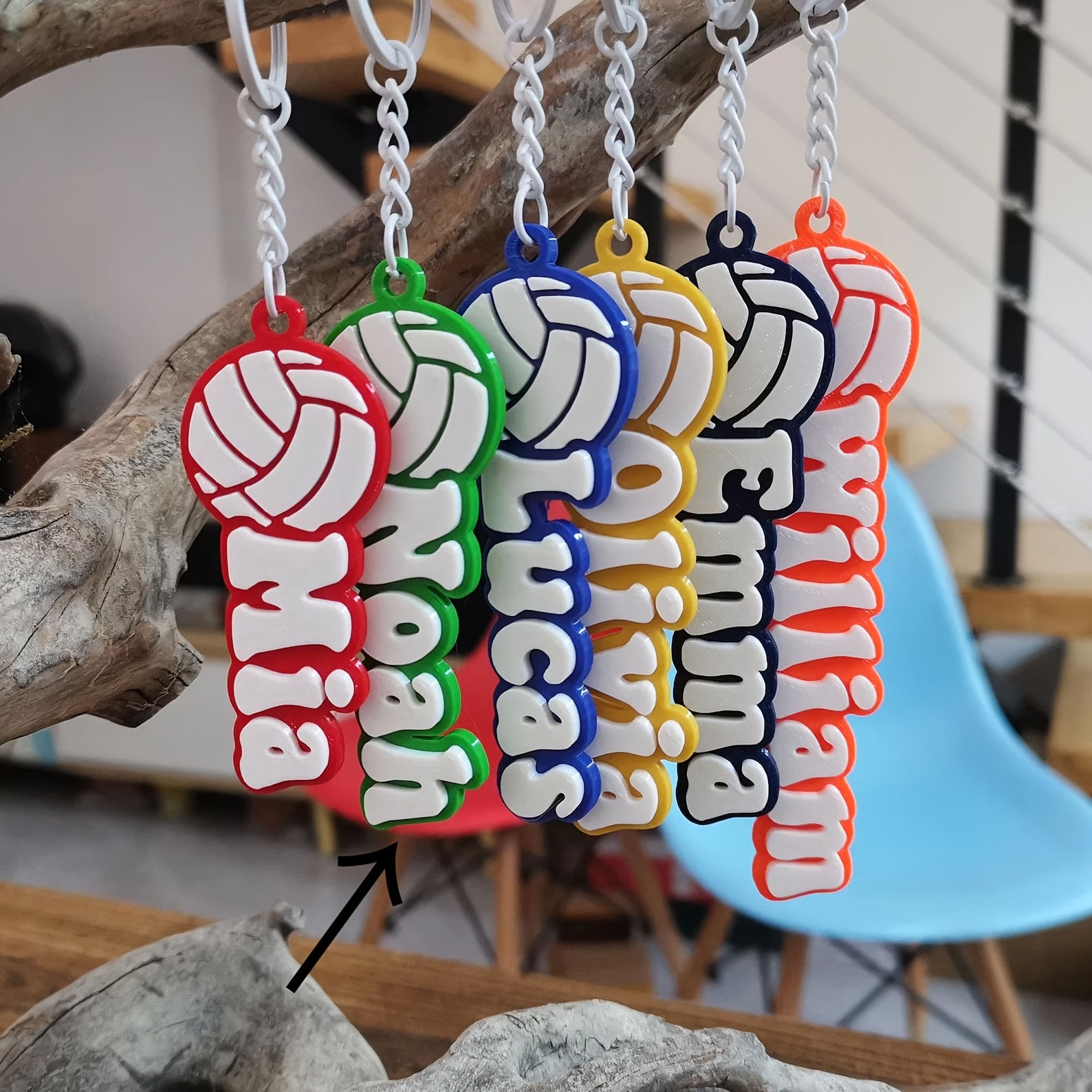 TEMU Volleyball Themed Personalized 3d Printed Name Keychain Backpack Luggage Tag Game Party Souvenir Gift