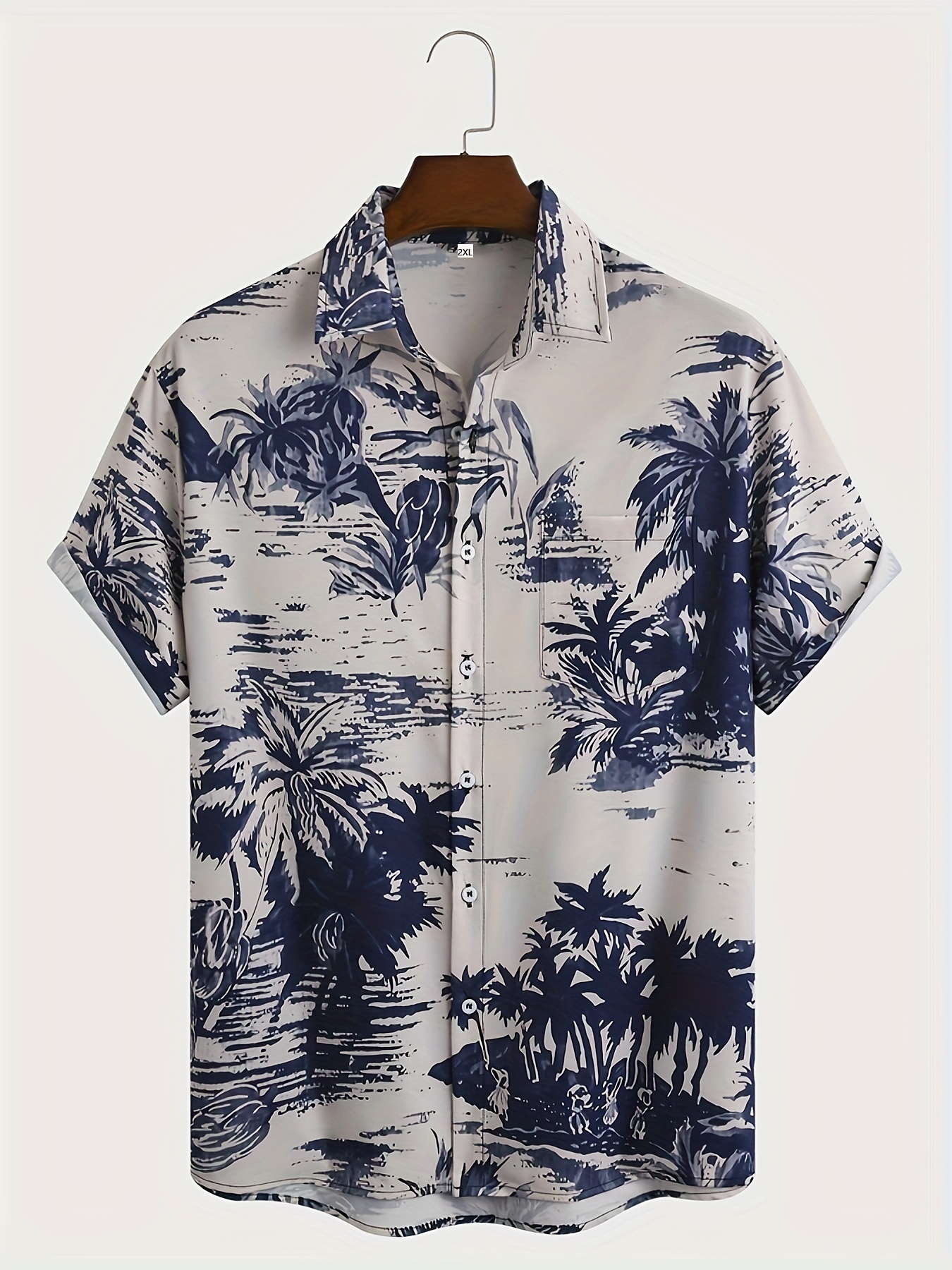 Men's Flower Tree Pattern Short Sleeve Lapel Hawaiian Shirt - Temu