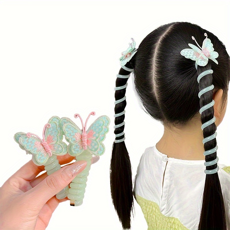 

2pcs Children's Embroidered Hair Ring, Girls Cute Braided Hair Accessories