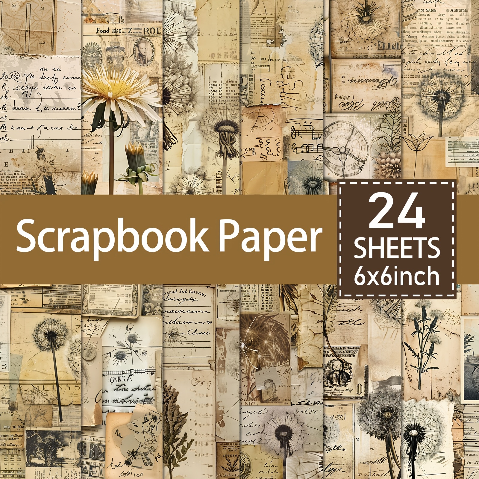 TEMU Eine Sammlung von 24 -Papieren im Vintage-Stil, Größe 6X6 Zoll, zum Basteln, Dekorieren und für die Herstellung personalisierter Geschenke oder