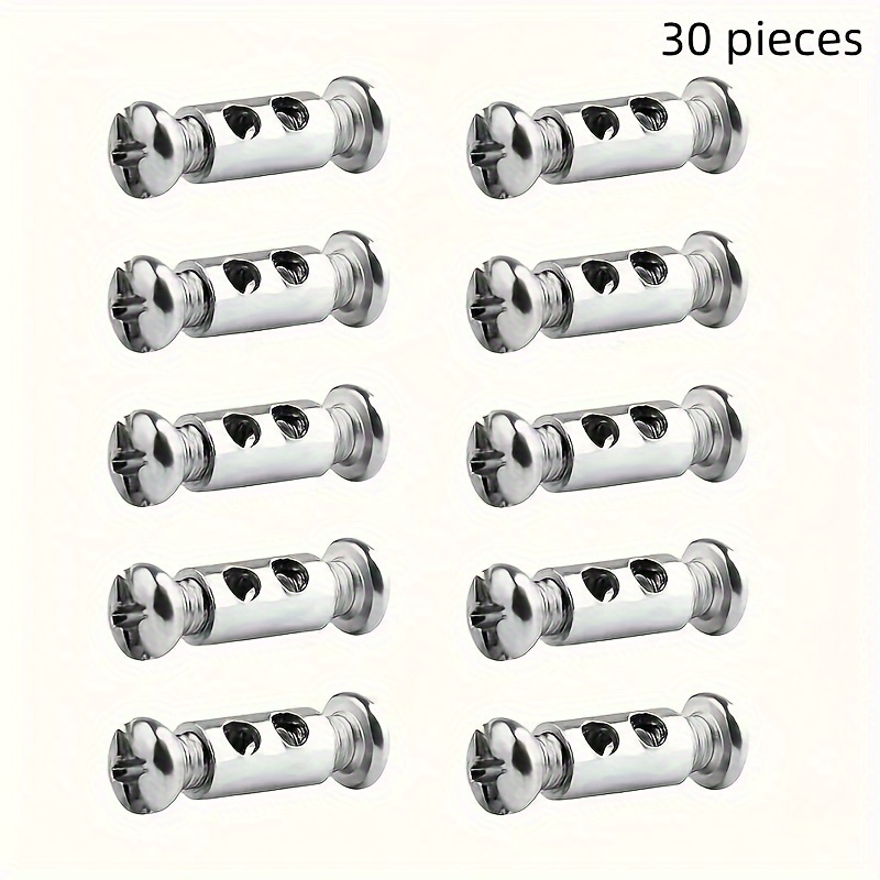Image of 30 Adjustable Rope Clamps With Threaded Pins - Suitable For 1-2mm Cables, Ideal For Hanging Light Fixtures, Ornaments, Holiday Decorations, And Outdoor Camping Locks - Made Of