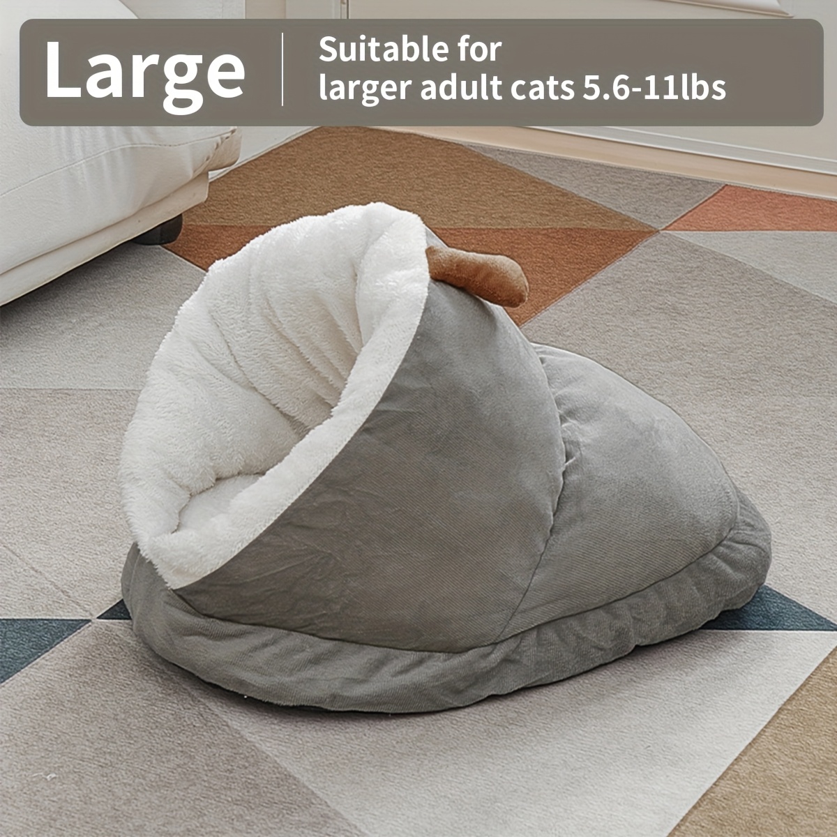 A Cartoon Cat Nest Designed Like A Snail, Featuring Slippers For A Cat Room, Suitable As A Semi-enclosed Indoor Bed. It Has A Cozy Lamb Lining For , In Colors, And Is Suitable For Puppies