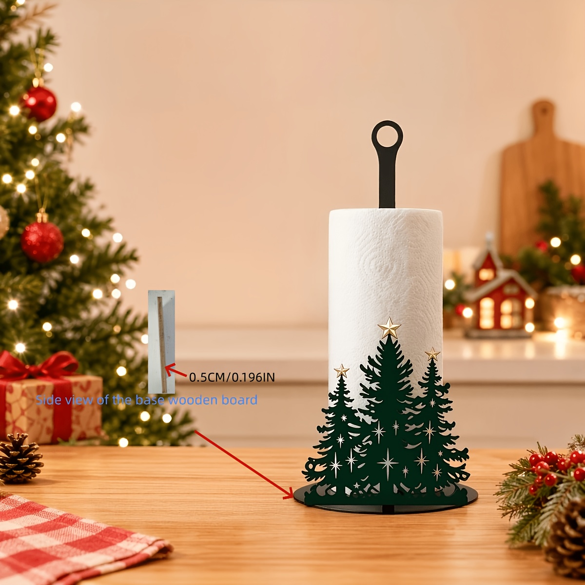TEMU 2d Flat Printing, Christmas Theme Vertical Kitchen Paper Towel Holder, Santa Claus/christmas Decor Desktop Tissue Organizer (base Is 0.5cm Thick