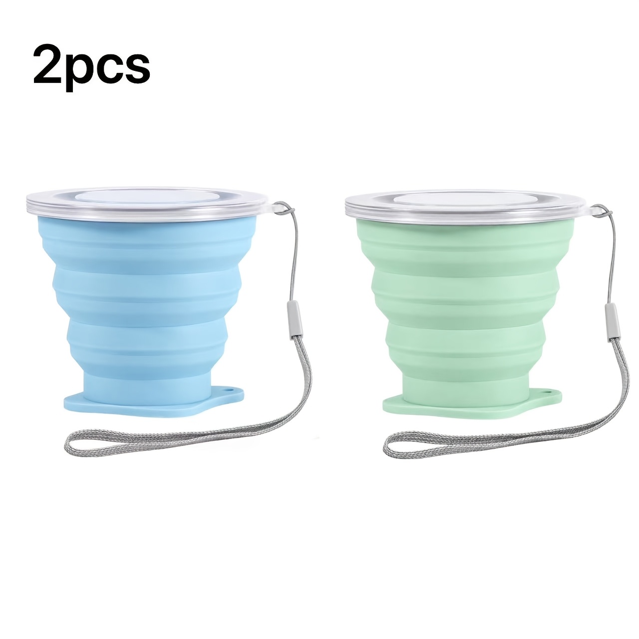 TEMU 2 stuks draagbare opvouwbare siliconen reisbekers, inhoud 6.09oz, spoelbeker voor met deksel, inklapbare hittebestendige siliconen waterbeker,