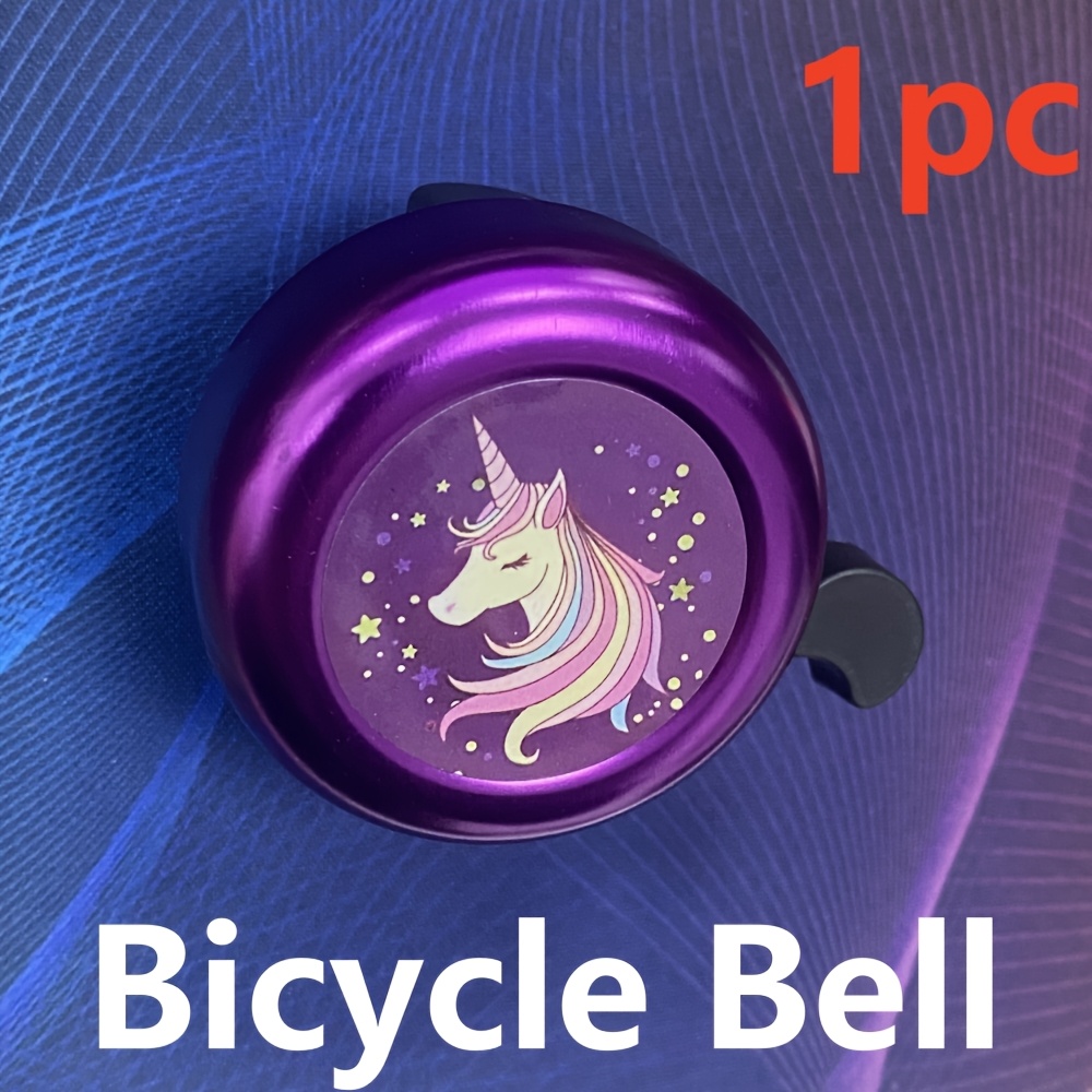 TEMU 1pc Cartoon Bicycle Bell Elegant Unicorn Pattern Lightweight Loud Purple Aluminum Alloy Bike Bell Suitable For Mountain Bikes, Folding Bikes,