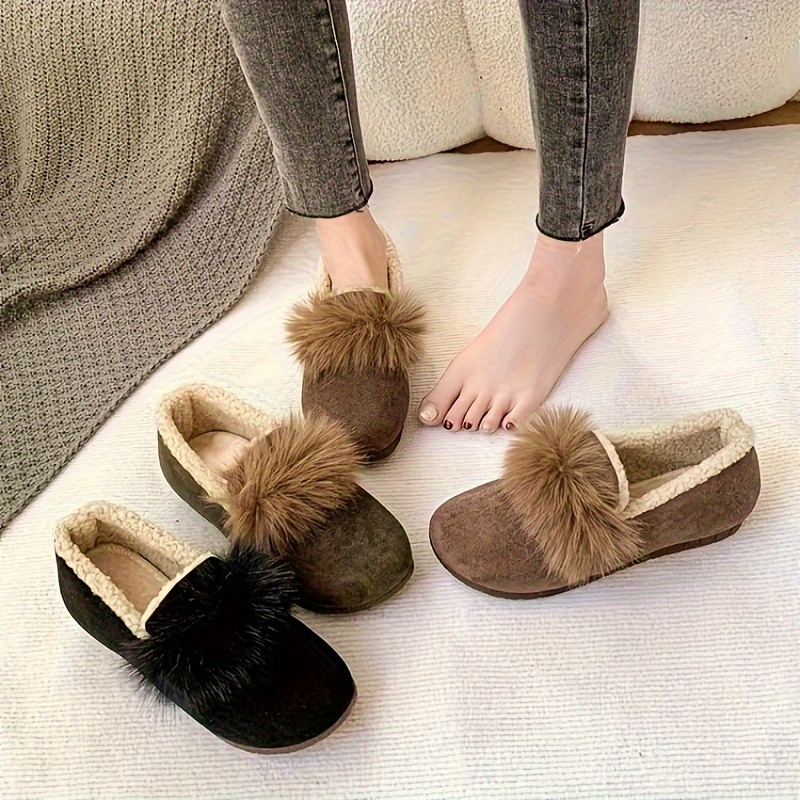 

Cozy & Chic Women's Plush-lined Winter Loafers - Soft Sole, Slip-on Flats With Faux Fur Lining For Indoor/ | Warm, Non-slip | Elegant Solid Color, Lightweight Casual Shoes