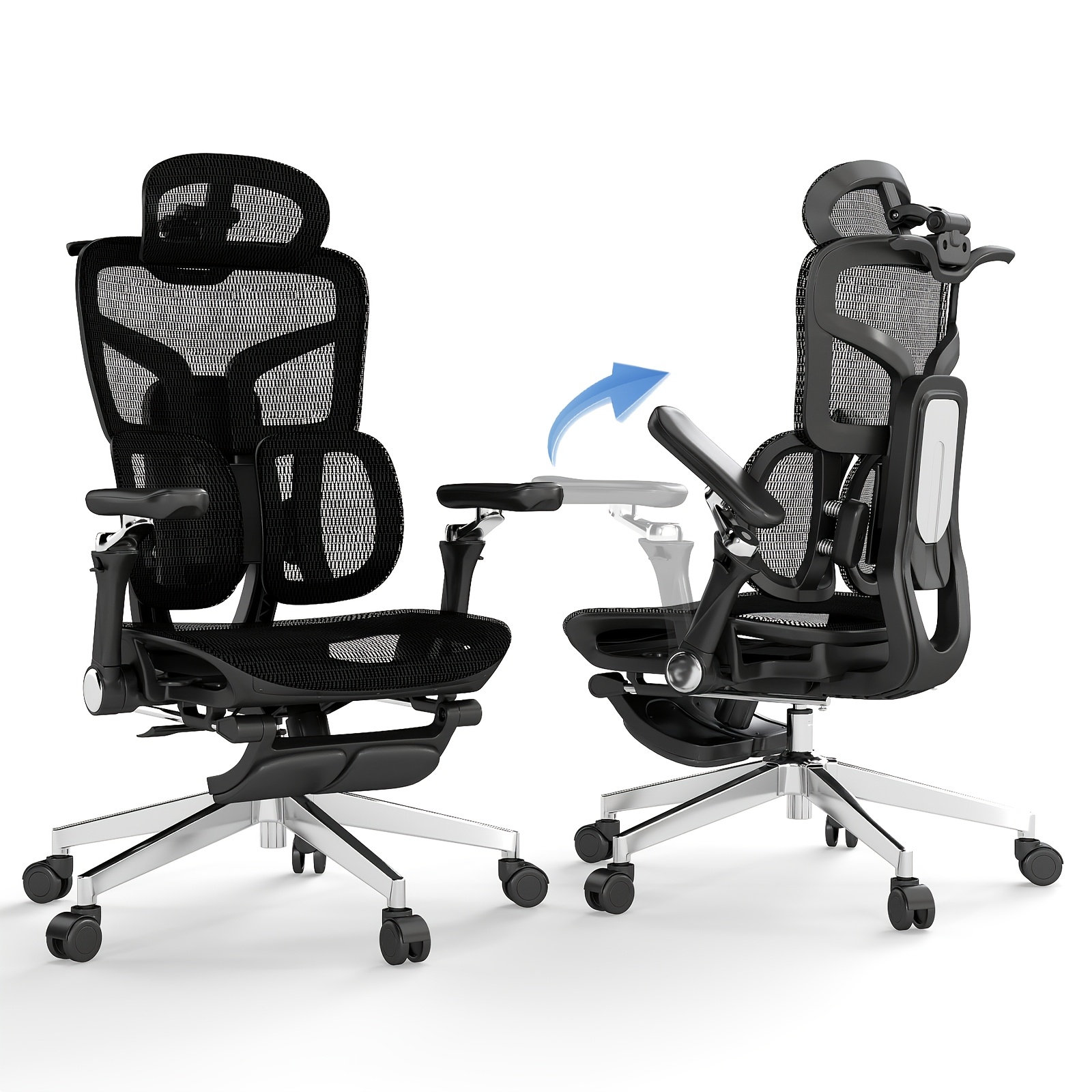 TEMU Mojay Ergonomic Office Chair With Footrest, Big And Tall Desk Chair With Lumbar Support, High Desk Chair For Long Desk Work, Swivel Rolling