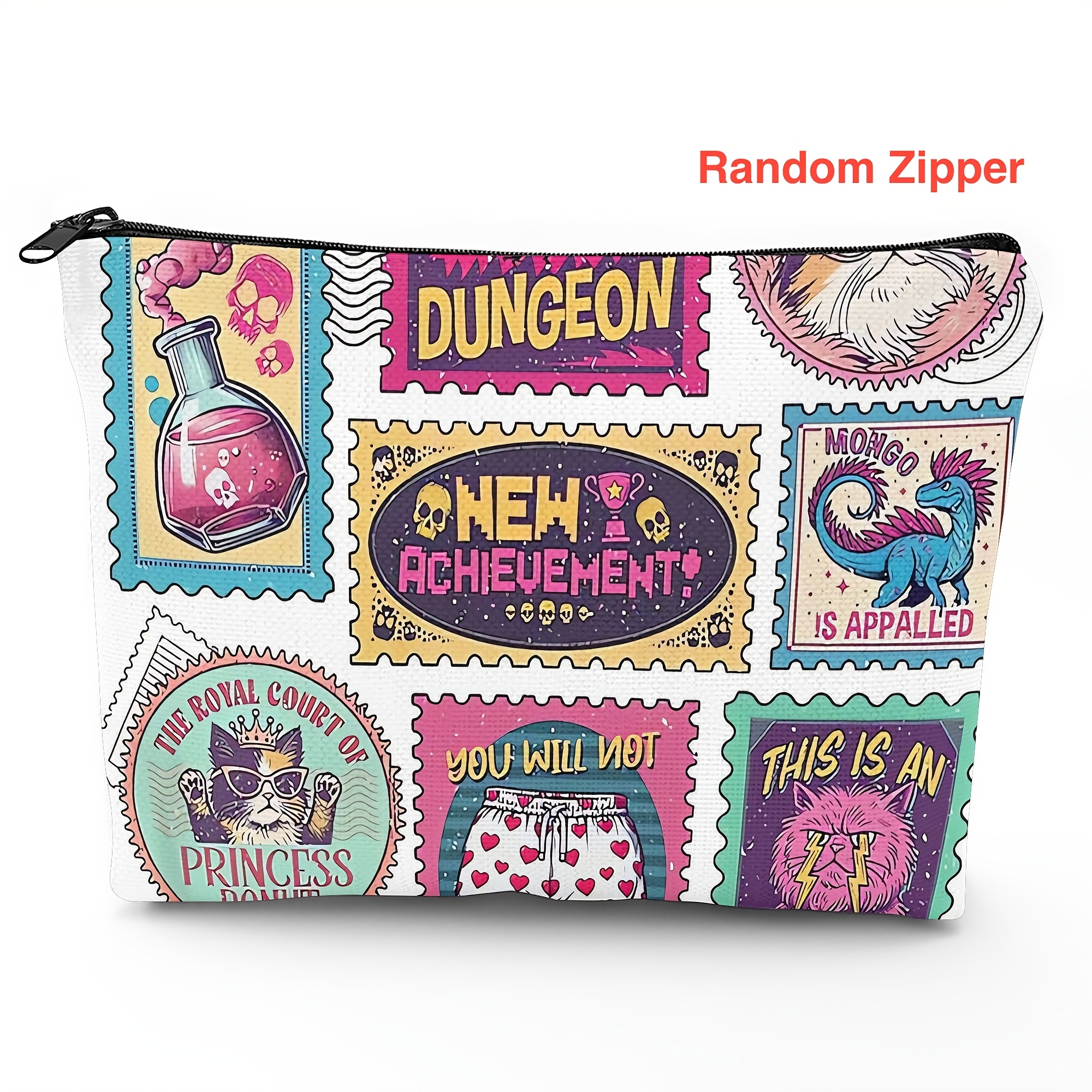 TEMU Crawler Book Stamps Makeup Bag - Compact Travel-friendly Adorable Book Stamp With Themed Stamp, Makeup Suitable For & Travel, Fits In Luggage Or