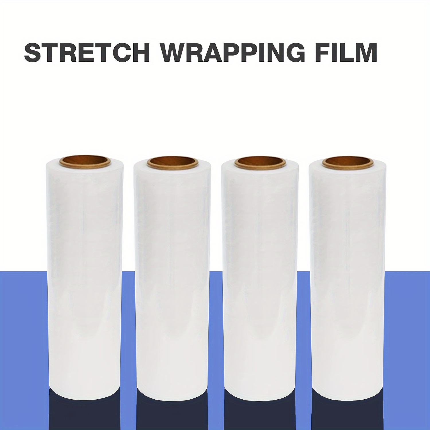 

18" 60ga Plastic Stretch Film Wrap With Extended Handles 1000ft 500% Stretch Clear Cling Adhering Packing Moving Packaging Heavy Duty Shrink