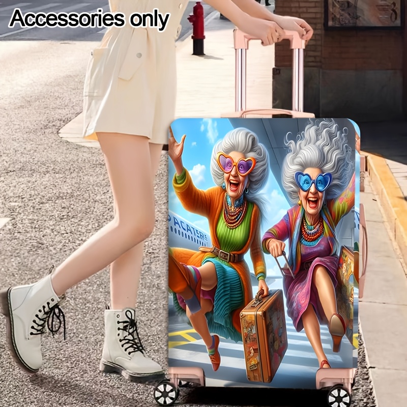 TEMU Travel Essentials Pattern Luggage Cover, Elastic & Soft Fabric Luggage Cover, Elastic-scratch Resistant Nylon Protective Cover For 45.72-81.28cm