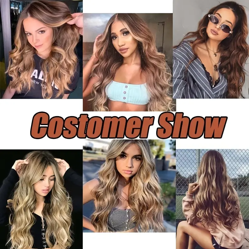 8pcs long clip-in hair extensions - waves, light to dark brown gradient, synthetic fiber hairpiece with clips for women - wedding, party, everyday volume & length - adds instant length & body details 7