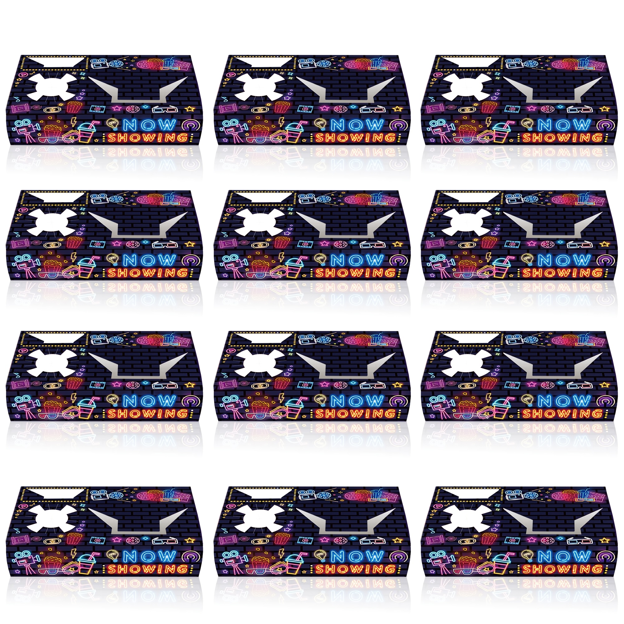 12pcs Movie Night Party Tray Holders | Large Purple Tray Boxes For Movie-themed Events And Home Theater Decor