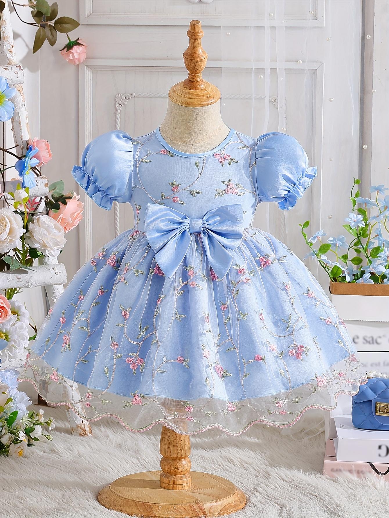 girls summer elegant fashion bow puff - Temu Germany