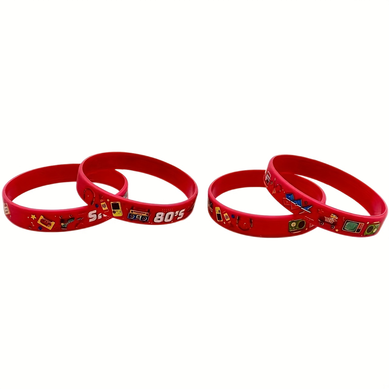 80pcs 1980s Themed Silicone Bracelets Set