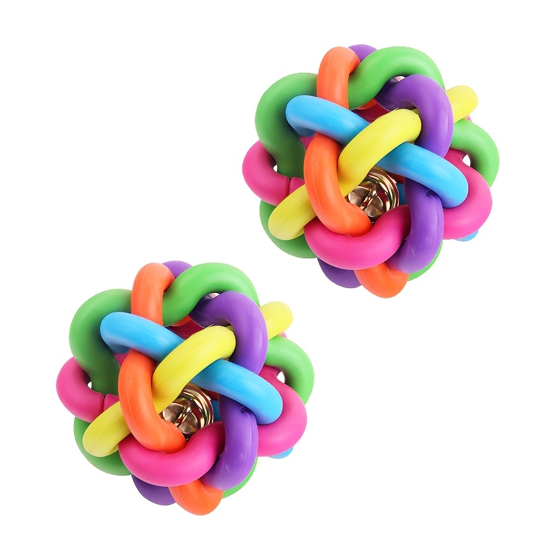 TEMU Pet Dog Toy Colorful Woven Ball, Dog Squeaky Bite-resistant Training Dog Ball-shaped Toy Dog Supplies With Training Whistle, Without Battery