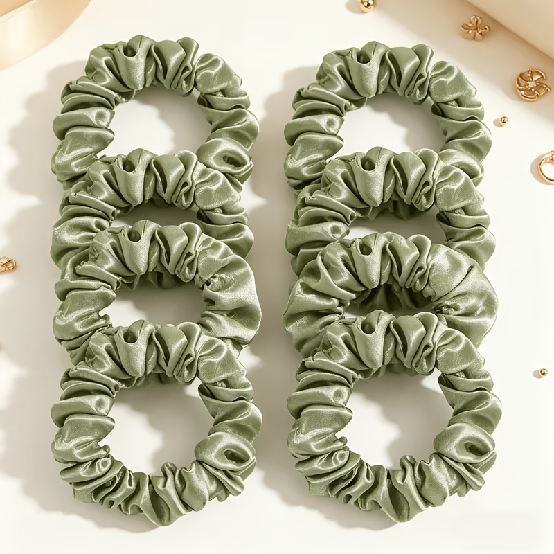 14pcs Satin Scrunchies Set in Light Green