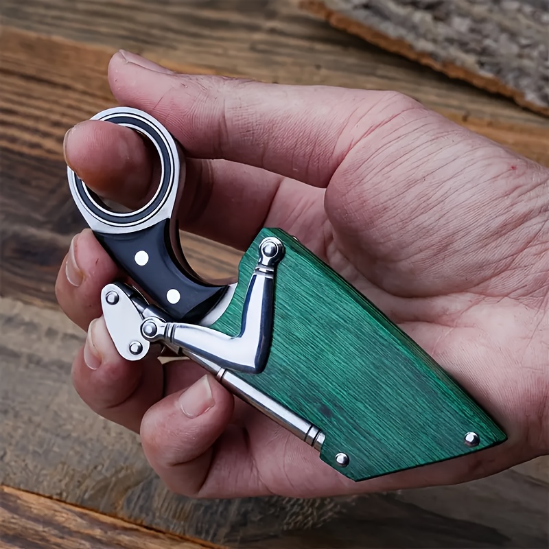 1pc multifunctional stainless steel edc knife with green wooden sheath     grind     design for outdoor camping bbq fishing everyday use   gift for christmas thanksgiving easter valentines day     knife ergonomic grip stainless steel blade camping accessories details 2