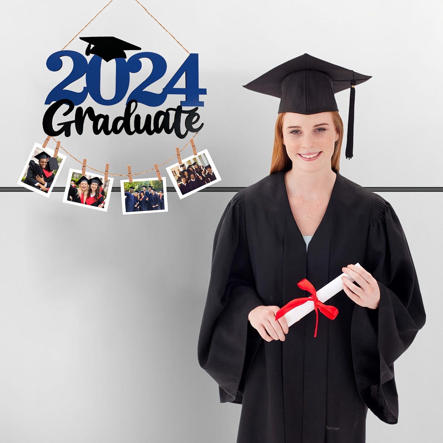 1pc Photo Frame, Blue Graduation Decorations Class Of 2024, Graduate 