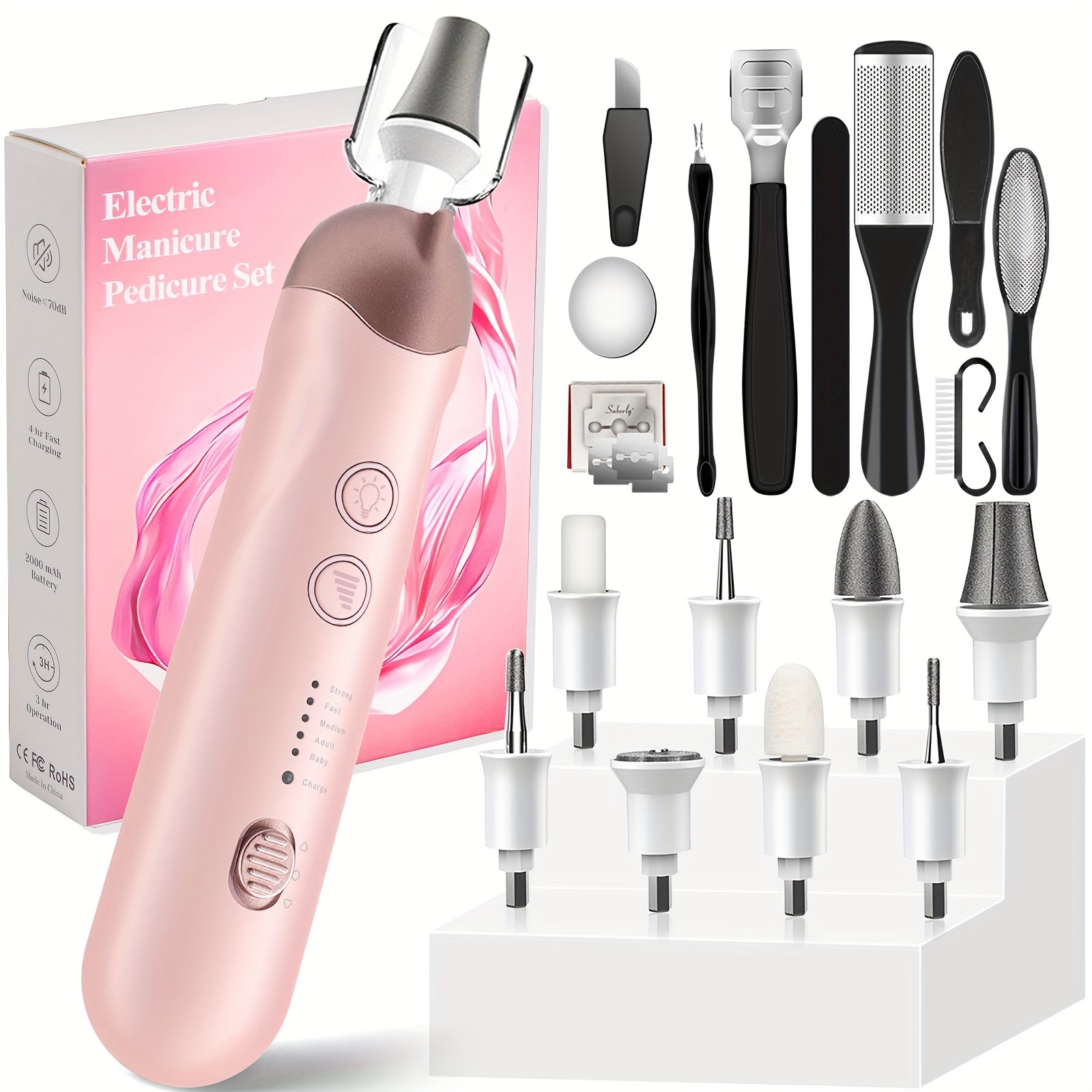 

18 In 1 Electric Nail File Set, Cordless Rechargeable Professional Manicure Pedicure Kit, 5 Speeds Hand Foot Care Tool For Nail Grind Trim Polish Set