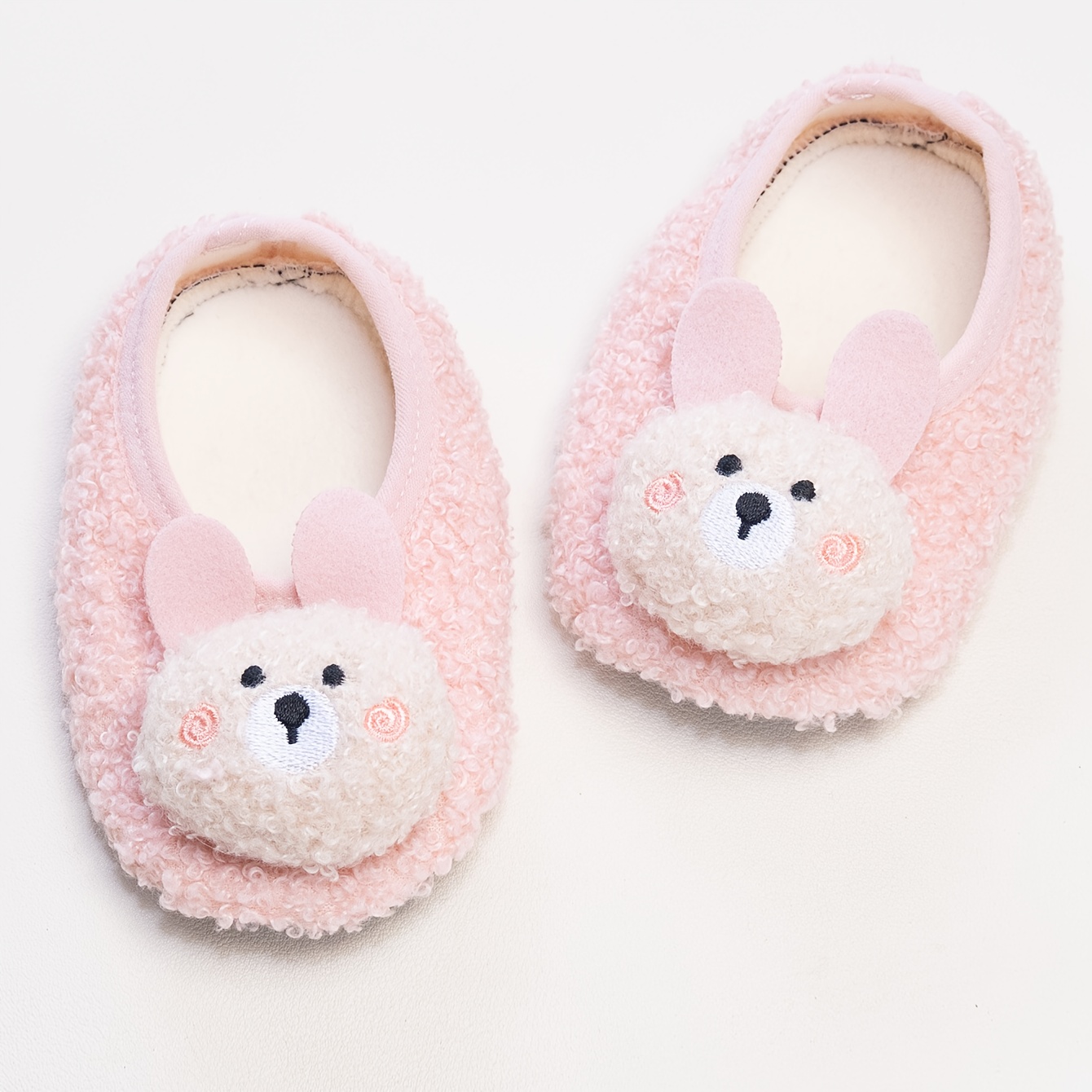 1 Pair Of Cute Flat Plush Rabbit Baby Non-slip Floor Socks, Soft Floor Sock Covers, Breathable And Comfortable