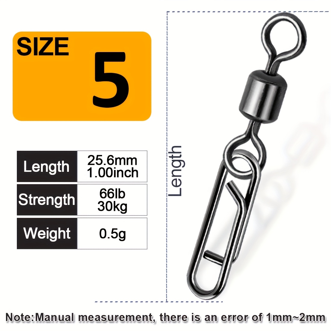 TEMU Natufish 50pcs Fishing Power Clips Swivel Snap Swivel Quick Change Hook Lure Connector High Strength Speed Snap Swivel
