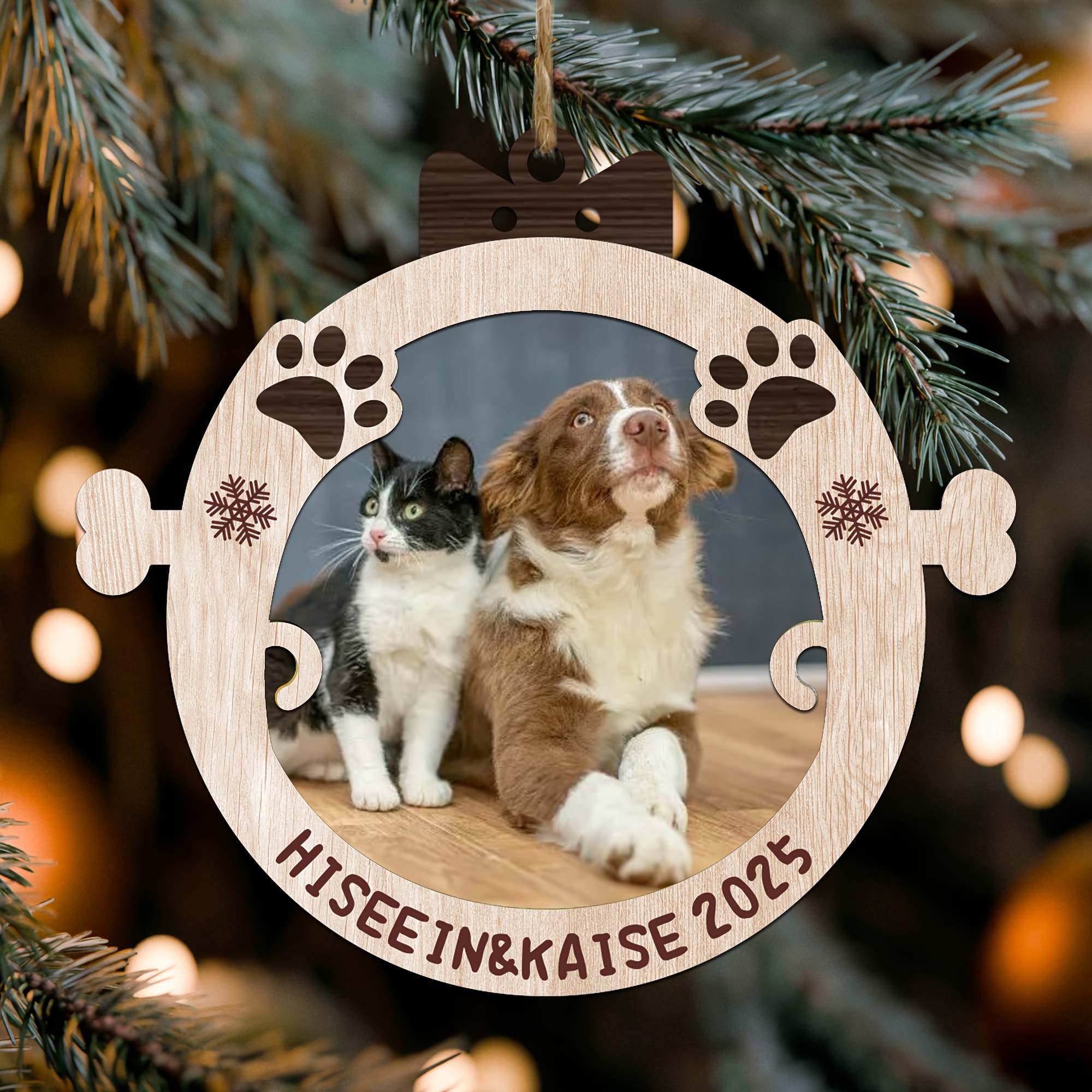 Personalized Double-Layer Wooden Round Pet Memorial Pendant