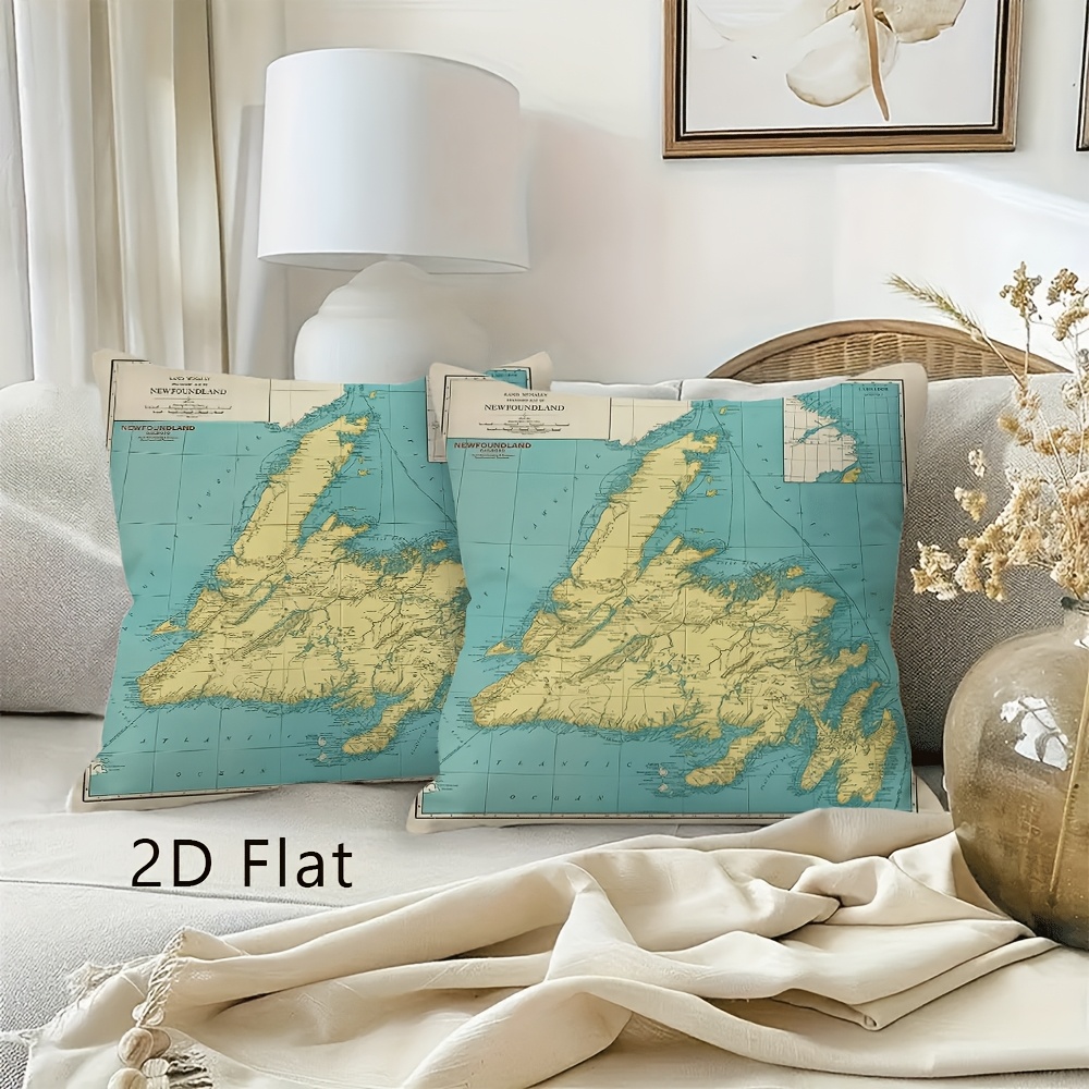 TEMU 2dflat Dog Plush Pillowcases - Single-sided Vintage Newfie Print Covers, Zippered Machine-washable Bed Decor For /outdoor Use, Housewarming Gift