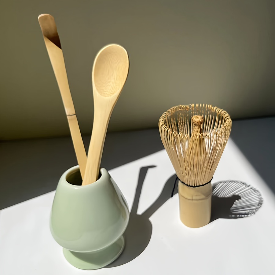 4pcs matcha tea ceremony set with bamboo whisk   scoop chashaku traditional tools authentic   accessories kit for matcha lovers iaidashi payment ready   pink ideal