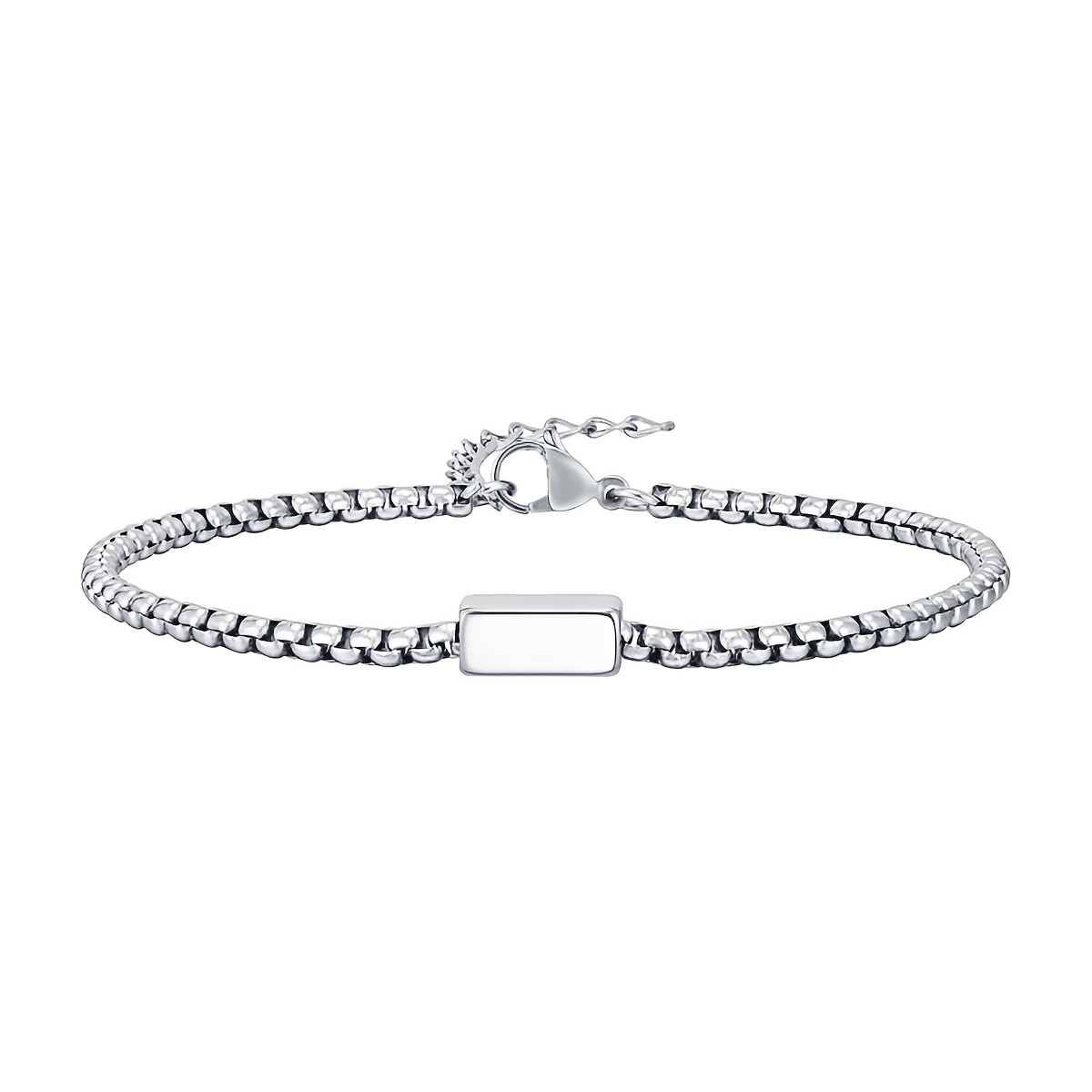 TEMU 1 Pulsera Personalizada, Pulsera con Placa de con Personalizado, Se Puede Grabar con 1-4 Lados de Acero Inoxidable Dorado y Plateado, Pulsera