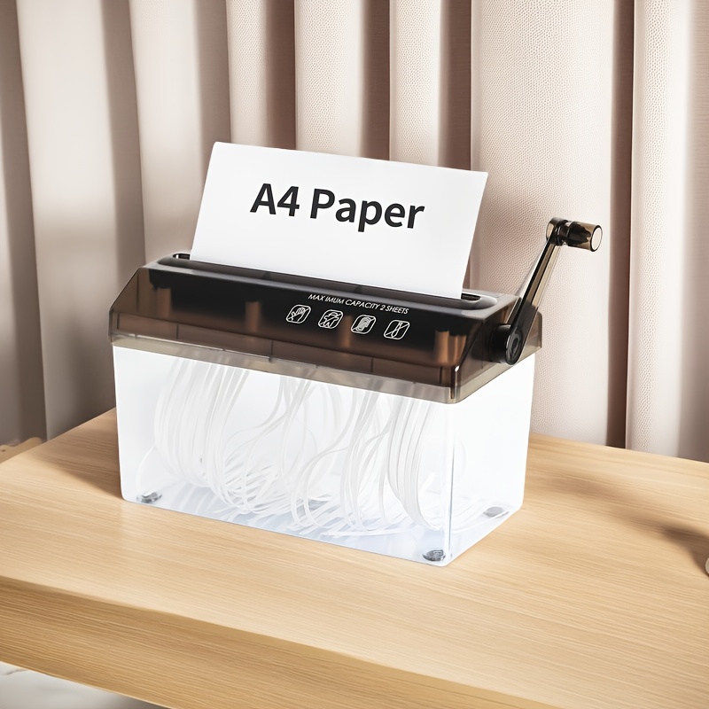 TEMU Adequado para A4 Manual de Papel Shredder, Shredder de Mesa Portátil, Design Transparente, Sem Energia Requerida, Perfeito para Uso Doméstico,